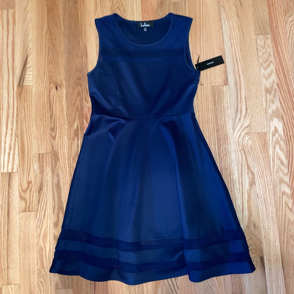Lulu’s Navy Blue A-Line Dress, Size Medium
